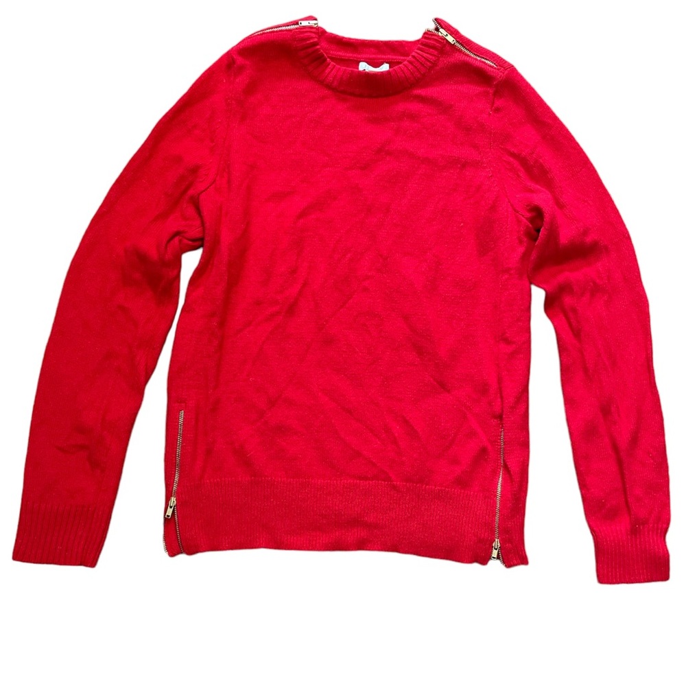Red J.Crew Sweater with Zippers Size Medium